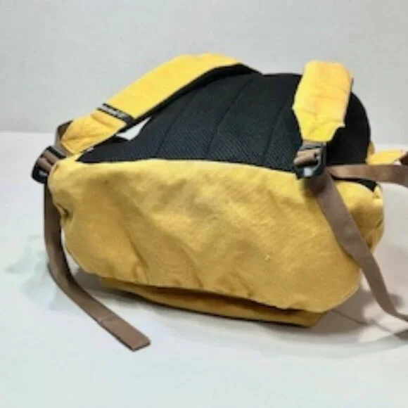 Timberland Backpack Double Strap Logo Front Pocket Mustard Yellow Black Accents - Picture 9 of 16